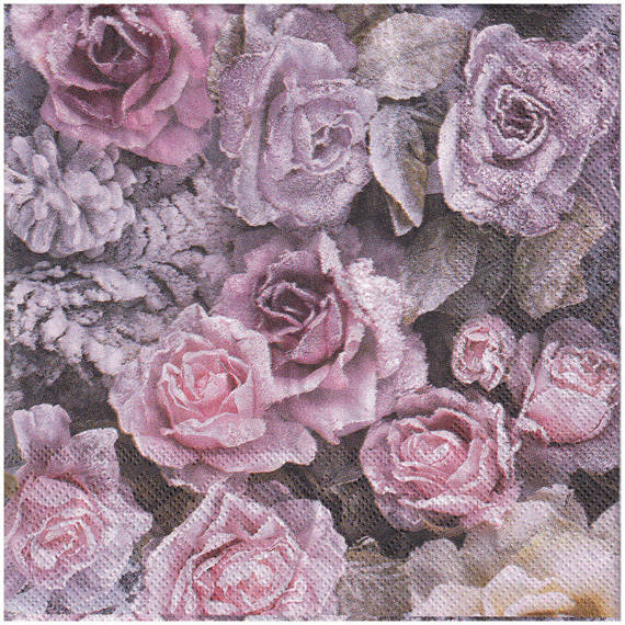 Serwetka 33x33cm - Winter Roses róże