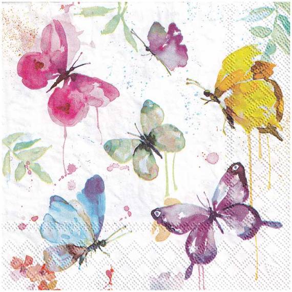 Serwetka do decoupage 33x33cm - Butterfly Collection White motyle