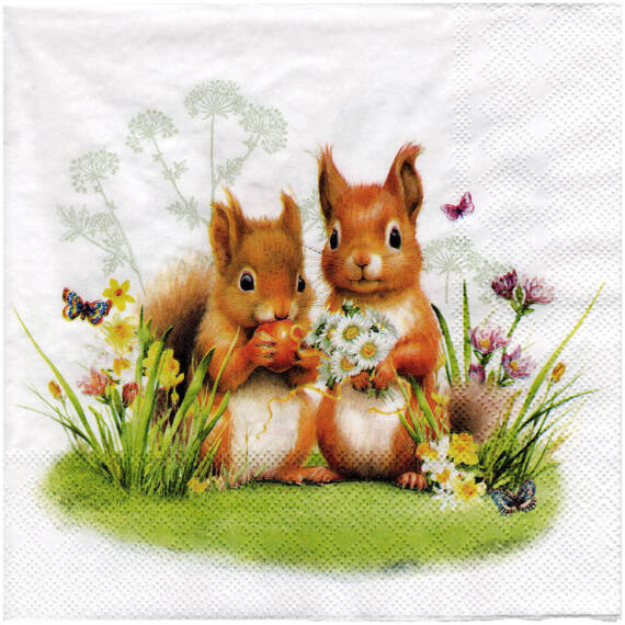 Serwetka do decoupage 33x33cm - Little squirrals wiewiórki