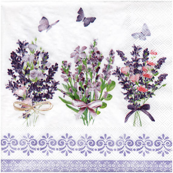 Serwetka do decoupage 33x33cm - Lovely lavender kwiaty lawendy