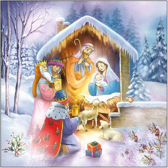 Serwetka do decoupage 33x33cm - Nativity szopka