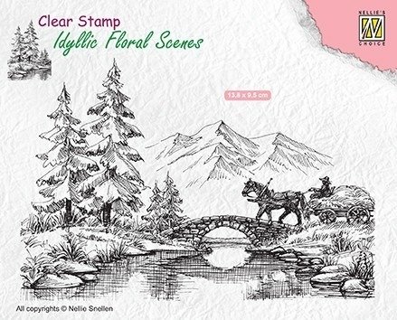 Stempel - Nellie`s Choice - IFS022 pejzaż góry mostek