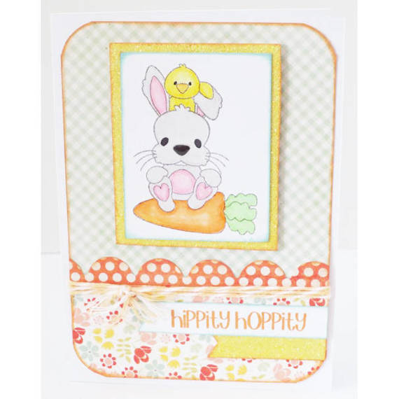 Stempel - Pink & Main - Hoppy Easter - pisanki kurczaczek króliczek Wielkanoc