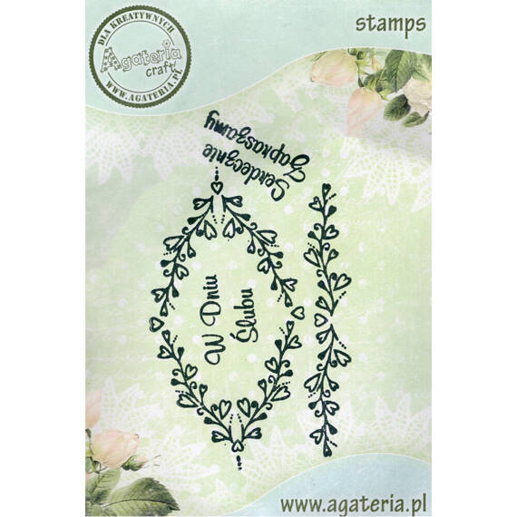 Stempel - Ramka w serca z napisami - Agateria