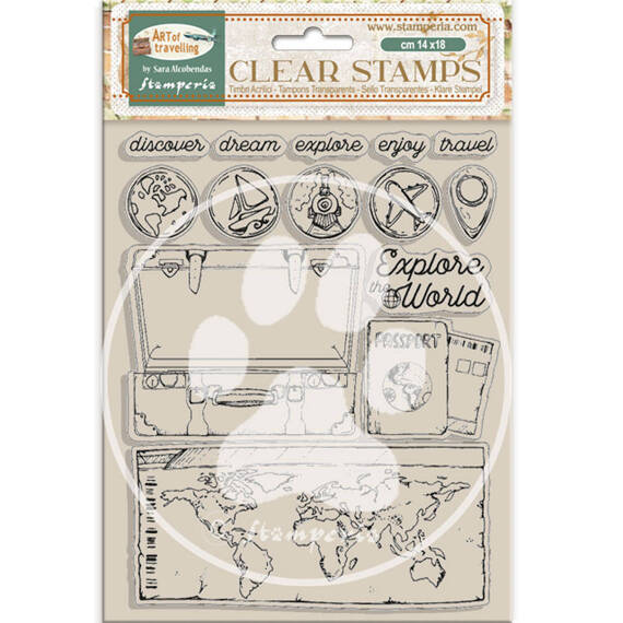 Stempel - Stamperia - Art of Travelling mapa walizka podróże