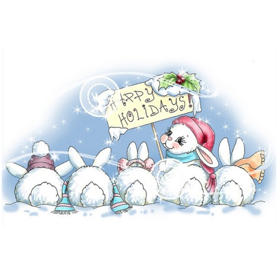 Stempel - Whimsy Stamps - Christmas Bunny Row - Boże Narodzenie króliczki zima
