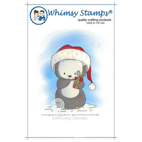 Stempel - Whimsy Stamps - Christmas Penguin / pingwin z prezentem