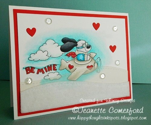 Stempel - Whimsy Stamps - Doggie Skywriter Valentine - zakochany piesek samolot