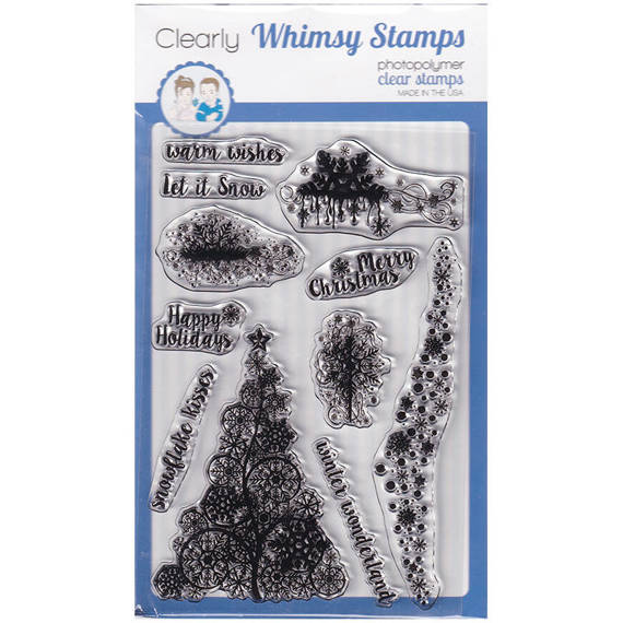 Stempel - Whimsy Stamps - Grunge Snowflakes - śnieg, choinka