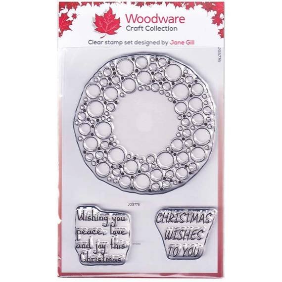 Stempel - Woodware - Bubble holiday wreath wianek wieniec