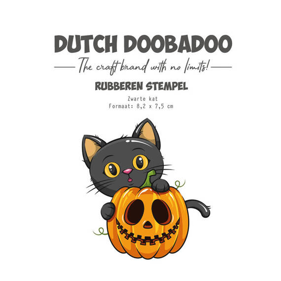 Stempel gumowy - Dutch Doobadoo - Black Cat czarny kot dynia