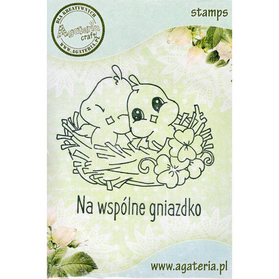 Stempel polimerowy - Ptaszki + na wspólne gniazdko - Agateria