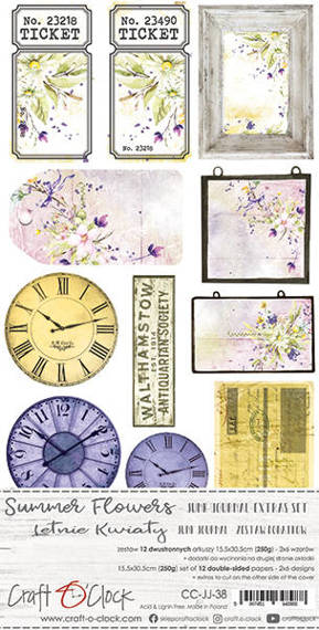 Summer Flowers - Junk Journal Set - Craft o'clock - zestaw dodatków