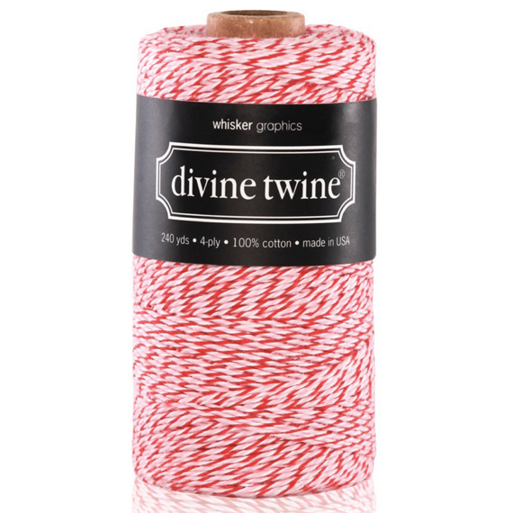 Sznurek Peppermint Divine Twine - 1m - Whisker Graphics - czerwono-różowo-biały