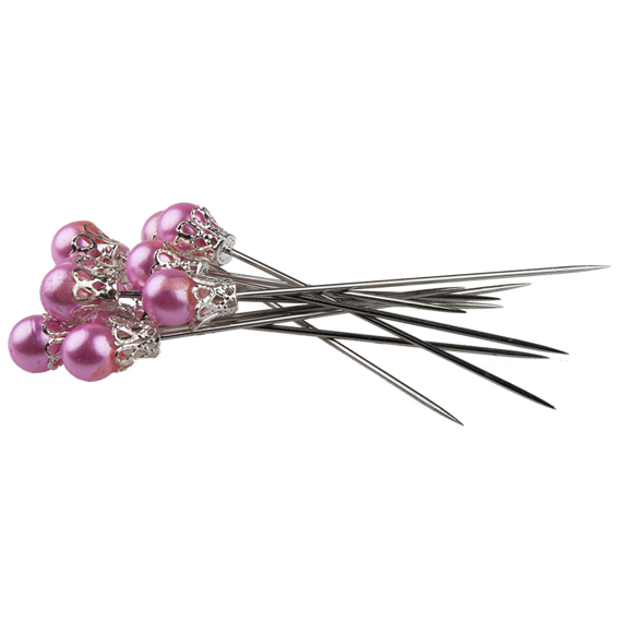 Szpilki dekoracyjne perełki dziecięcy róż - 10szt
