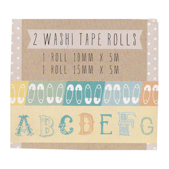 Taśmy papierowe washi tape - Baby - litery i agrafki