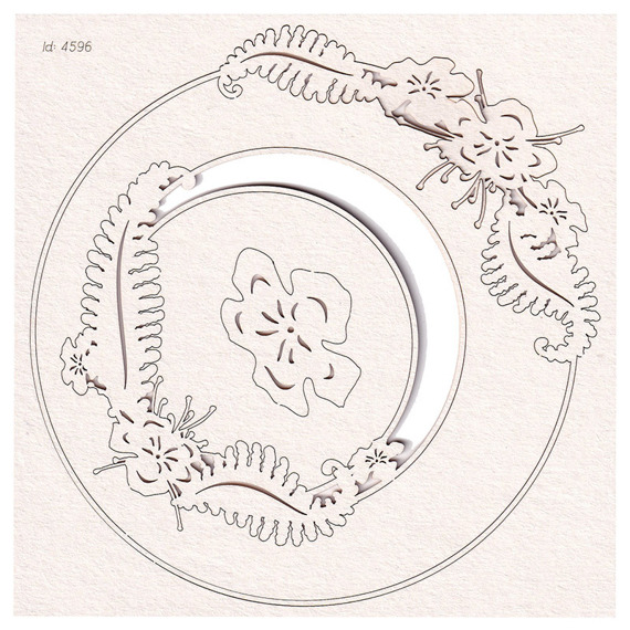 Tekturka - Fern - round frame 02 - kwiat paproci - okrągła ramka 02 - Scrapiniec