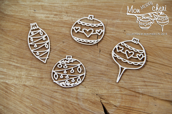 Tekturka bombki - Mon Merry cheri - baubles - Scrapiniec