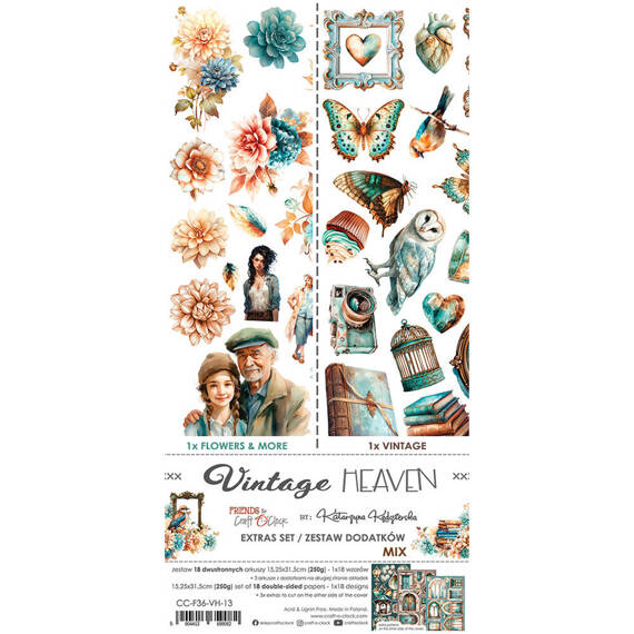 Vintage Heaven zestaw dodatków do scrapbookingu  - Craft o'clock - MIX