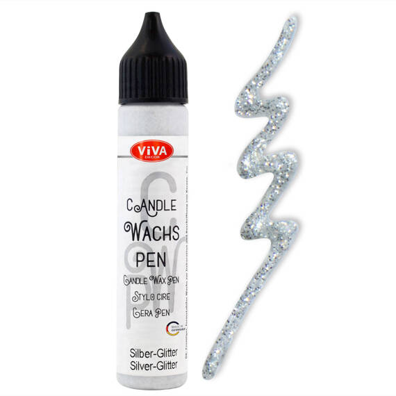 Wachs Pen - Viva Decor - srebrny brokat - wosk w pisaku do świec