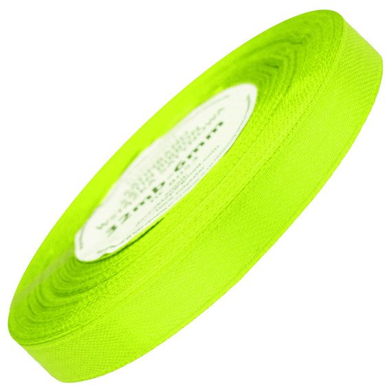 Wstążka satynowa neonowa zielona 12mm - 32mb