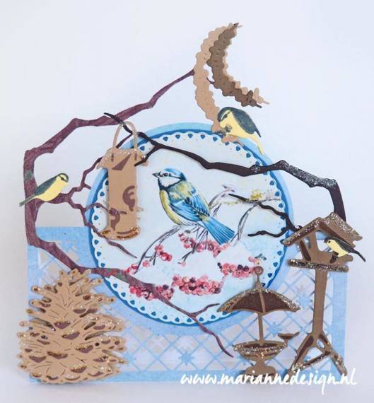 Wykrojnik - Marianne Design - Tiny's peanut garland and branch - gałąź, ptaszki