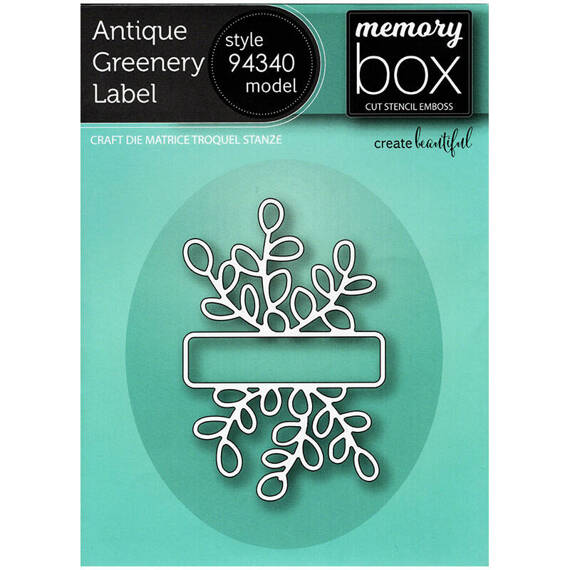 Wykrojnik - Memory Box - Antique Greenery Label ramka z listkami