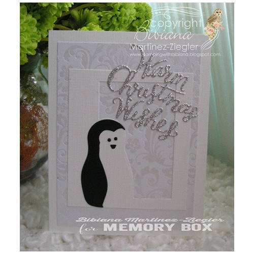 Wykrojnik - Memory Box - Little Penguin Collage ramka z pingwinem