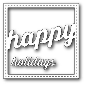 Wykrojnik - Memory Box - Stitched Happy Holiday Sqare Frame 99265 ramka perforowana świąteczna napis