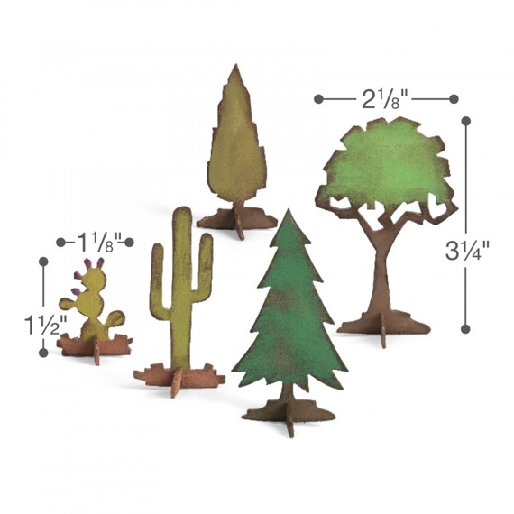Wykrojnik Sizzix Bigz - Village Landscape - drzewka, kaktusy