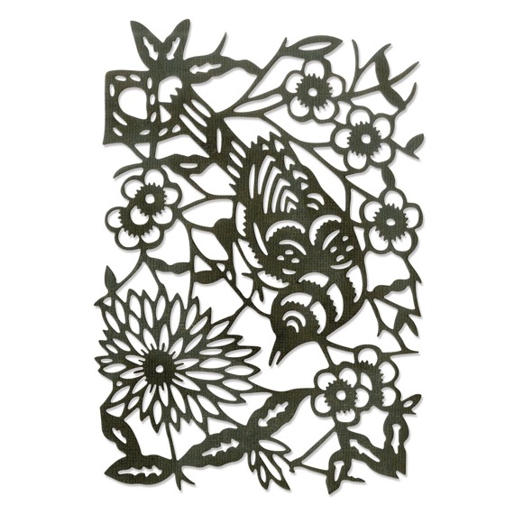Wykrojnik Sizzix Thinlits - Bird - ptaszek ażur kwiaty