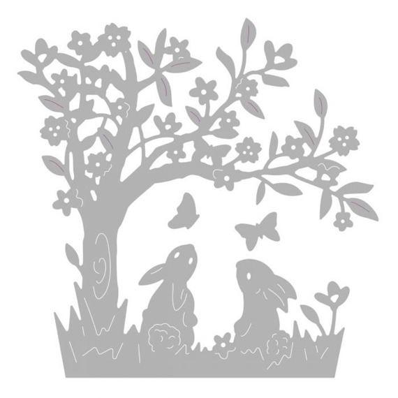 Wykrojnik Sizzix Thinlits - Bunny Scene - króliczki pod drzewem