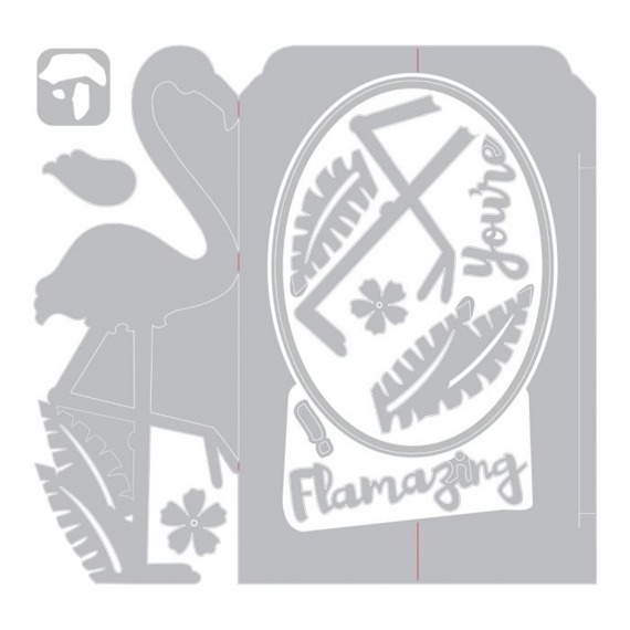 Wykrojnik Sizzix Thinlits - Card Flamingo Fold-a-Long - kartka z flamingami