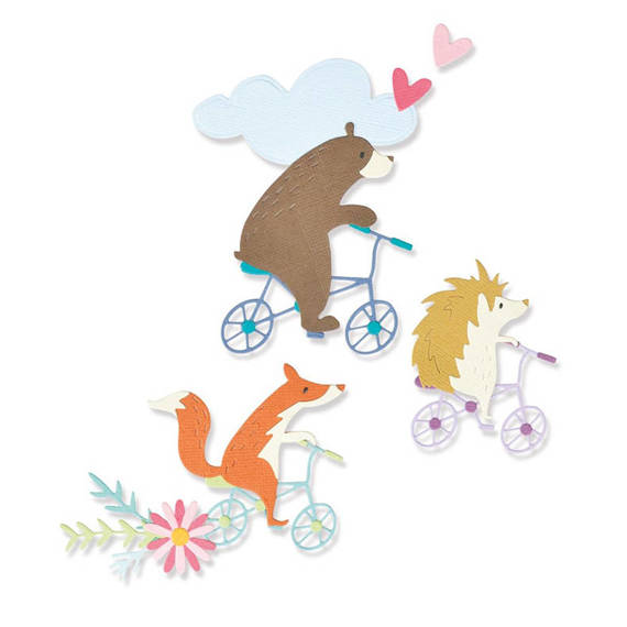Wykrojnik Sizzix Thinlits - Joy Riders by Olivia Rose zwierzęta na rowerach