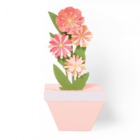 Wykrojnik Sizzix Thinlits - Pop-Up Plant Pot kwiaty w doniczce