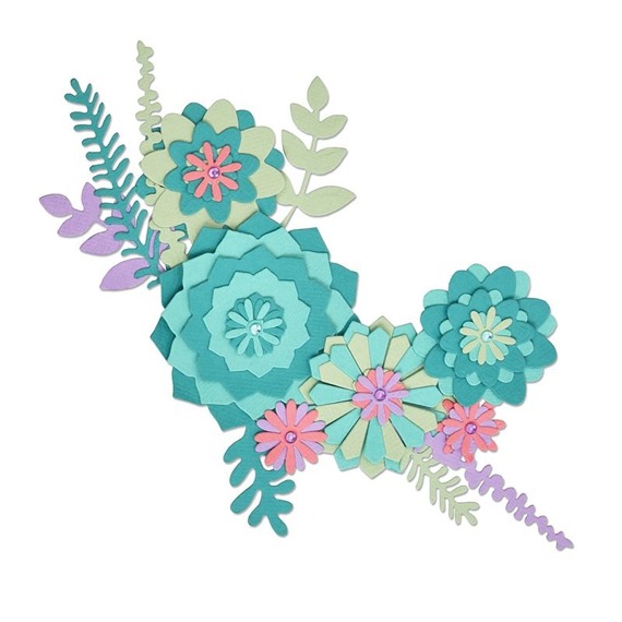 Wykrojnik Sizzix Thinlits - Succulent Wreath - sukulenty kwiaty
