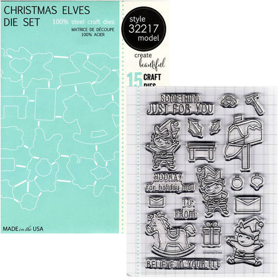 Wykrojnik + stempel - Memory Box - Christmas Elves - elfy bożonarodzeniowe