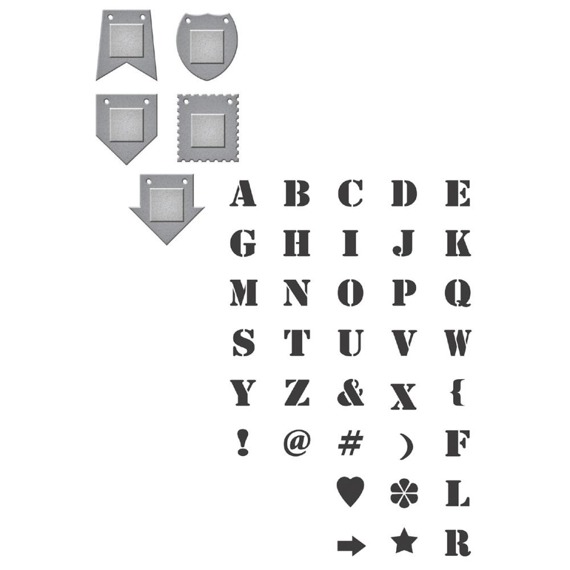 Wykrojnik ze stemplami - Spellbinders - Alpha Bits alfabet