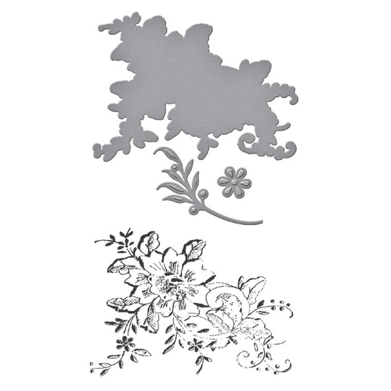 Wykrojnik ze stemplem - Spellbinders - Embroidered Flowers