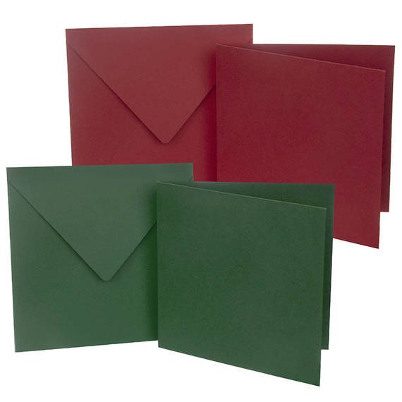 Zestaw kopert i kart 13,5x13,5cm - 50szt czerwono-zielone