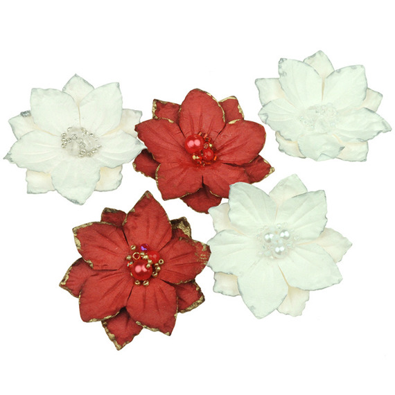 Zestaw kwiatów Pretty Flori - białe i czerwone - 5szt