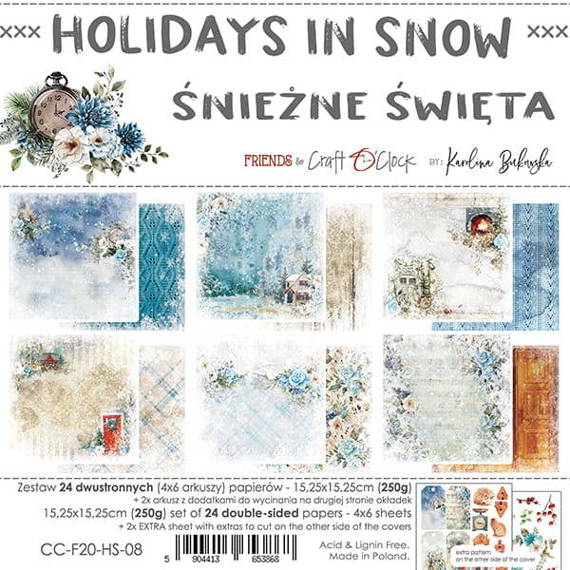 Zestaw papierów 15x15 - Craft o'clock - Holidays in Snow