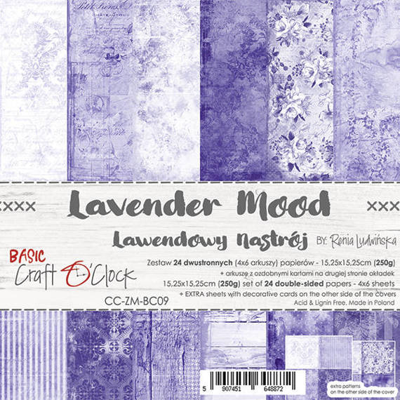 Zestaw papierów 15x15 - Craft o'clock - Lavender Mood