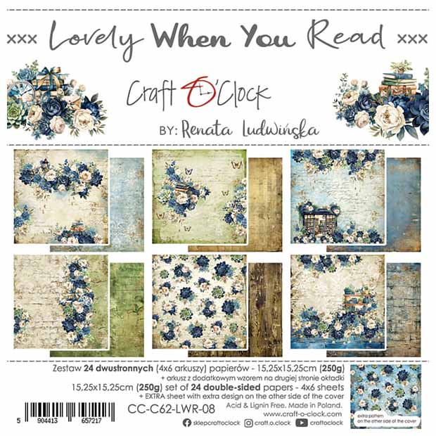 Zestaw papierów 15x15 - Craft o'clock - Lovely when you read
