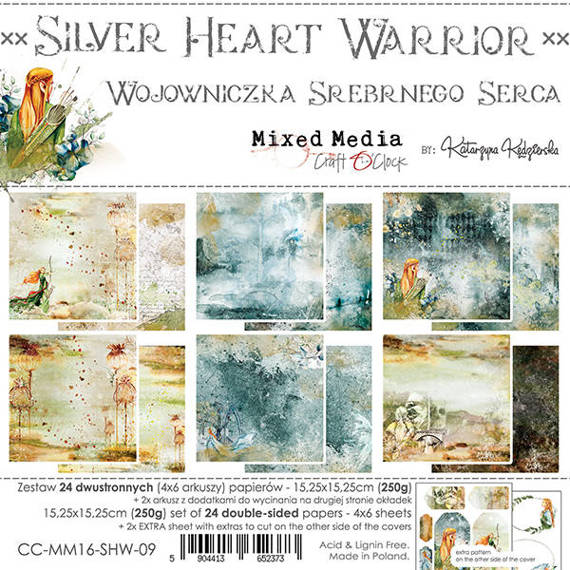 Zestaw papierów 15x15 - Craft o'clock - Silver Heart Warrior