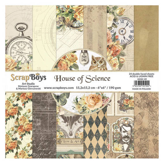 Zestaw papierów 15x15 - Scrapboys - House of Science