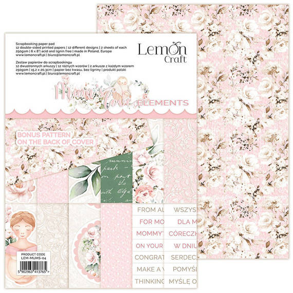 Zestaw papierów 15x20 - Lemoncraft - Mum's love - elementy do wycinania