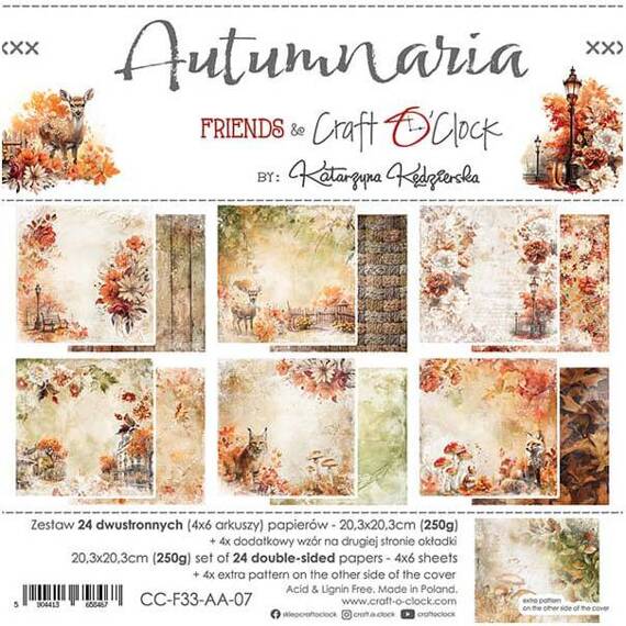 Zestaw papierów 20,3x20,3 - Craft o'clock - Autumnaria 