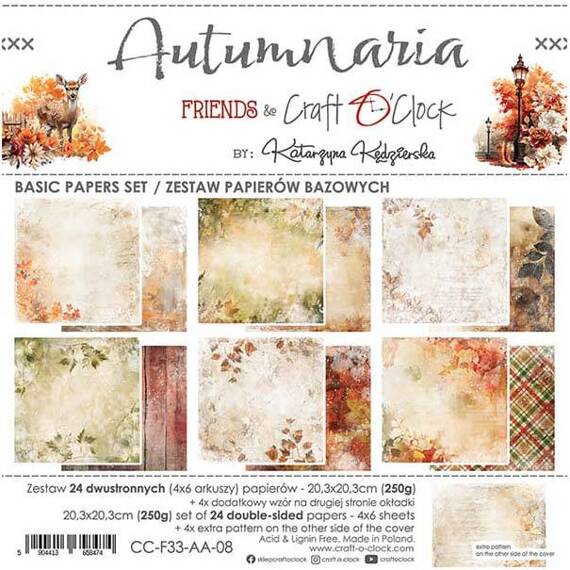 Zestaw papierów 20,3x20,3 - Craft o'clock - Autumnaria - BASIC