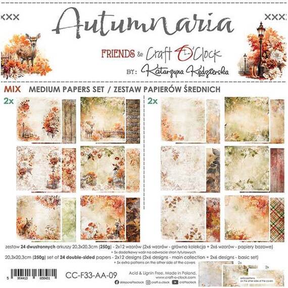 Zestaw papierów 20,3x20,3 - Craft o'clock - Autumnaria mix